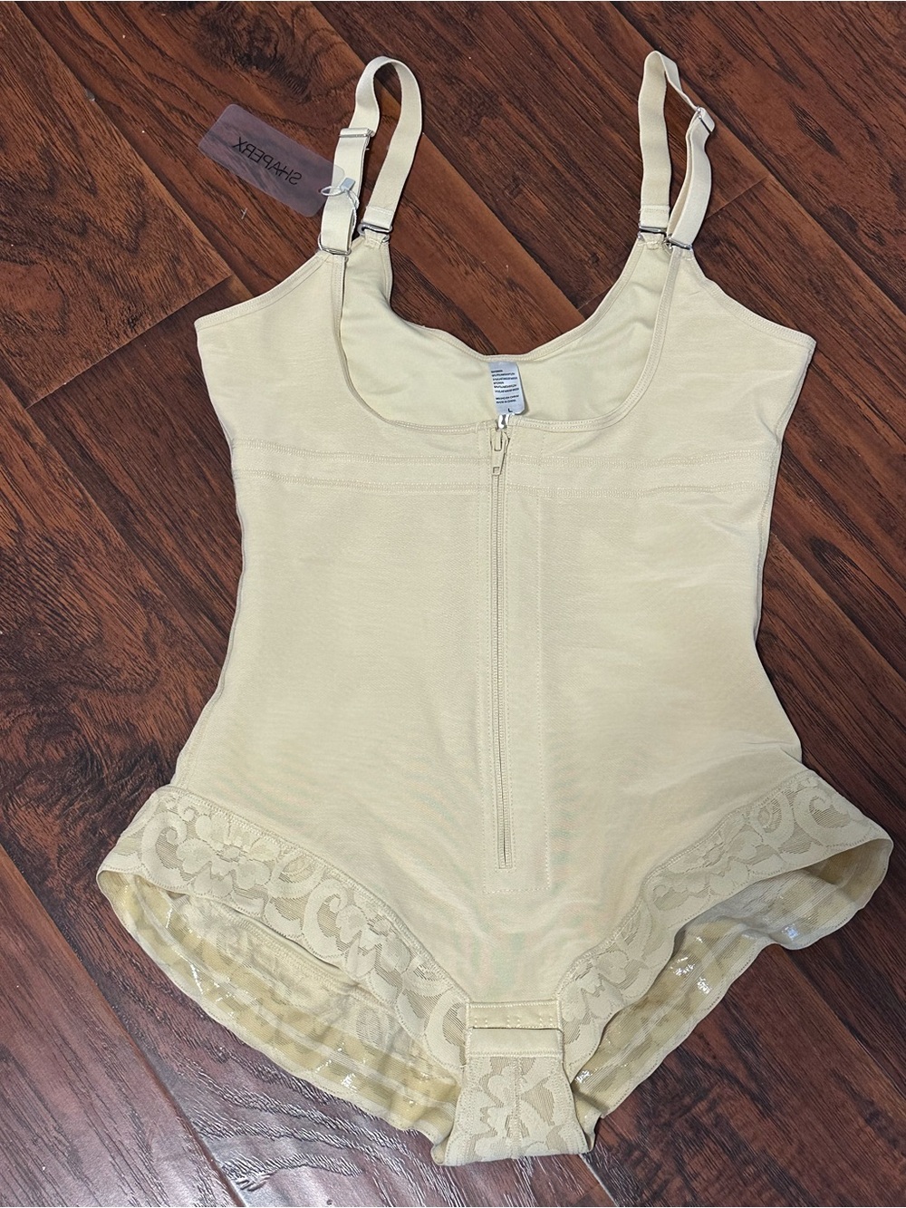 ShaperX Shapewear Faja Bodysuit with Lace Trim L